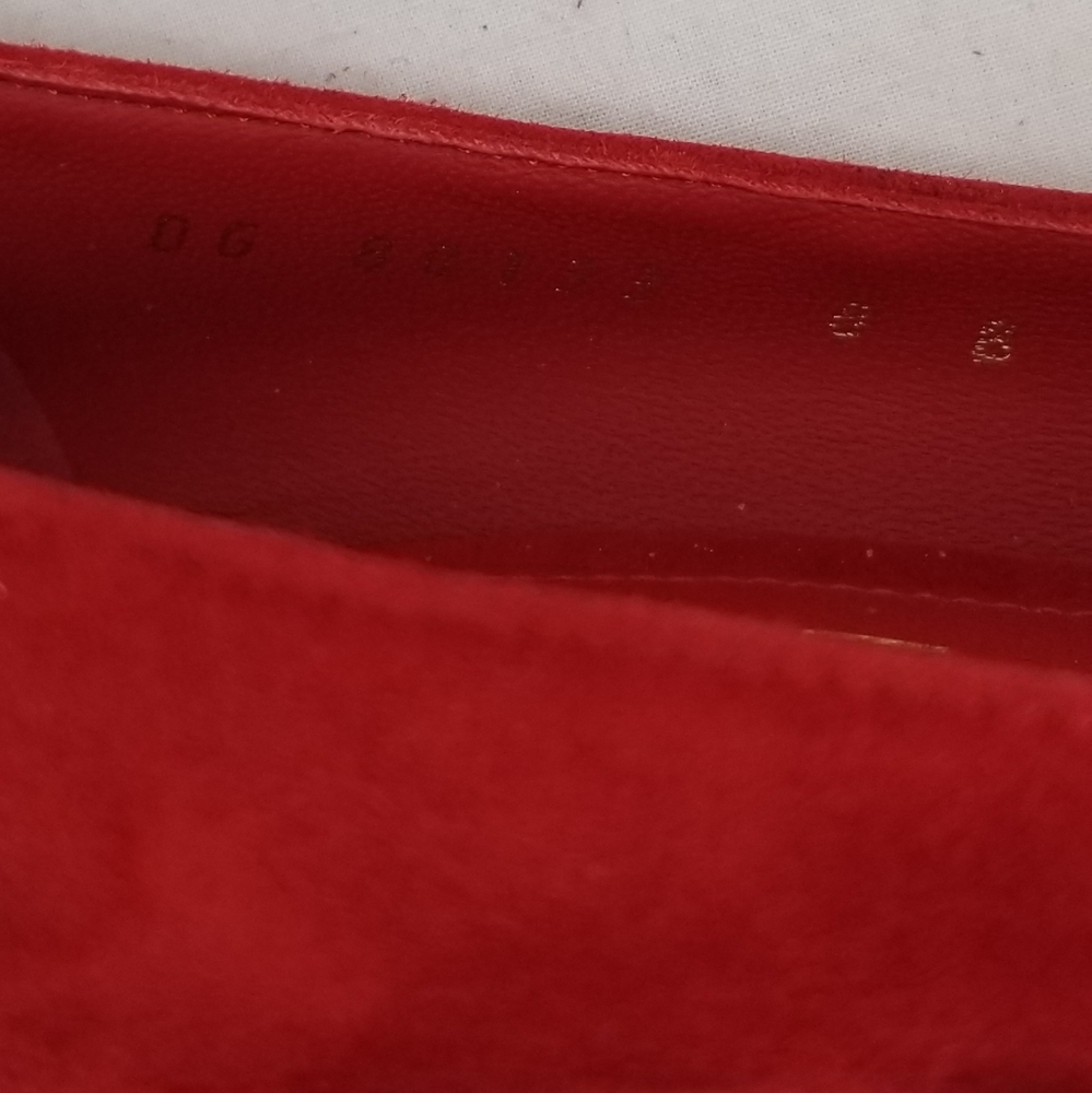 Salvatore Ferragamo  Arrezo Red Suede Block Heel Pumps 8 - Picture 9 of 9